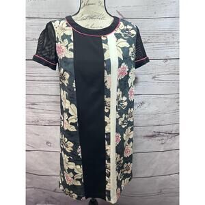 Elizabeth James XS Lined Floral Shift Dress Short Sleeve‎ Crew Neck